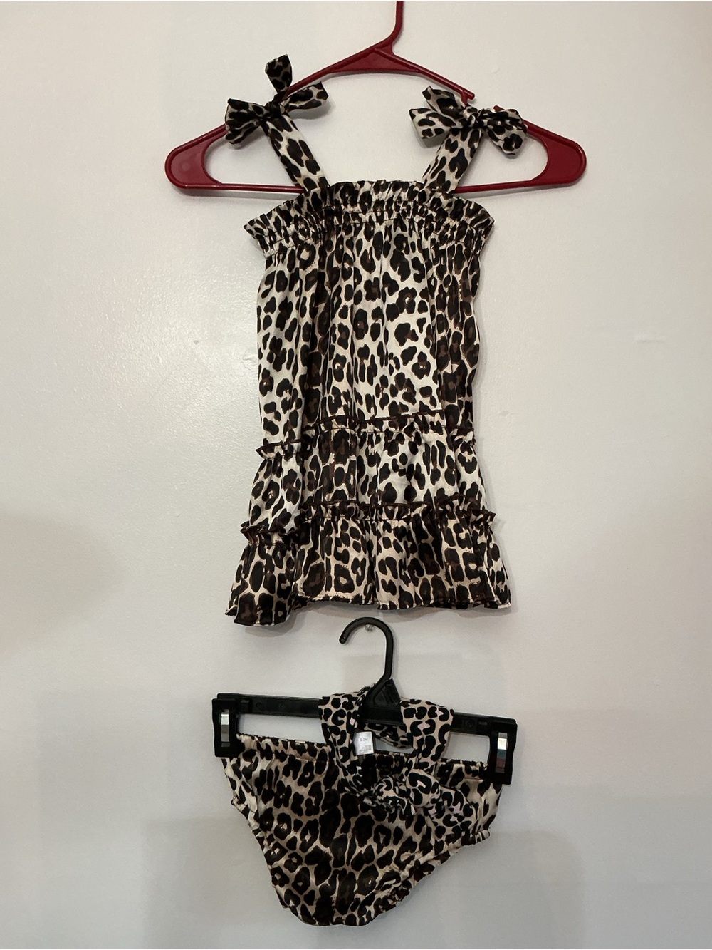 Set Of Three- chick pea Leopard Print Tankini in Brown and Cream